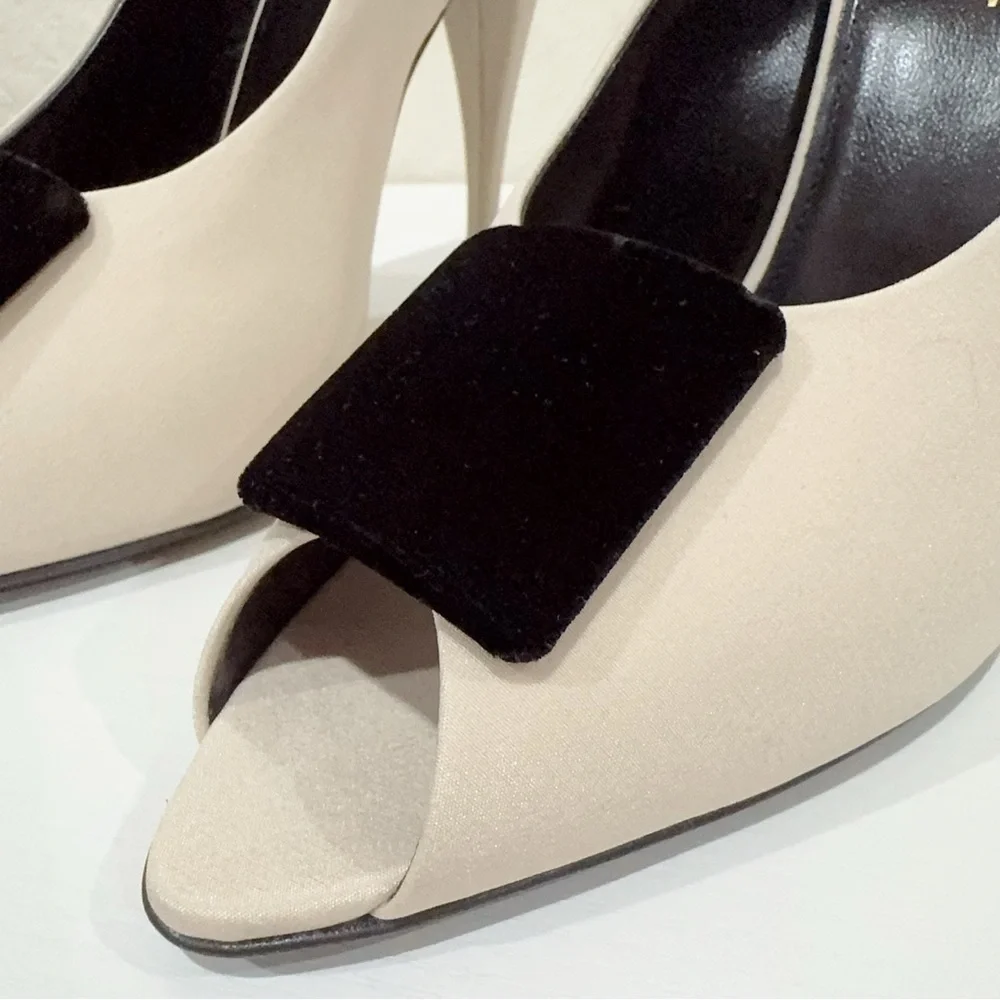 Authentic Saint Laurent Franky 115 Satin Sandals Nero NIB Size 38.5 - Picture 4 of 11